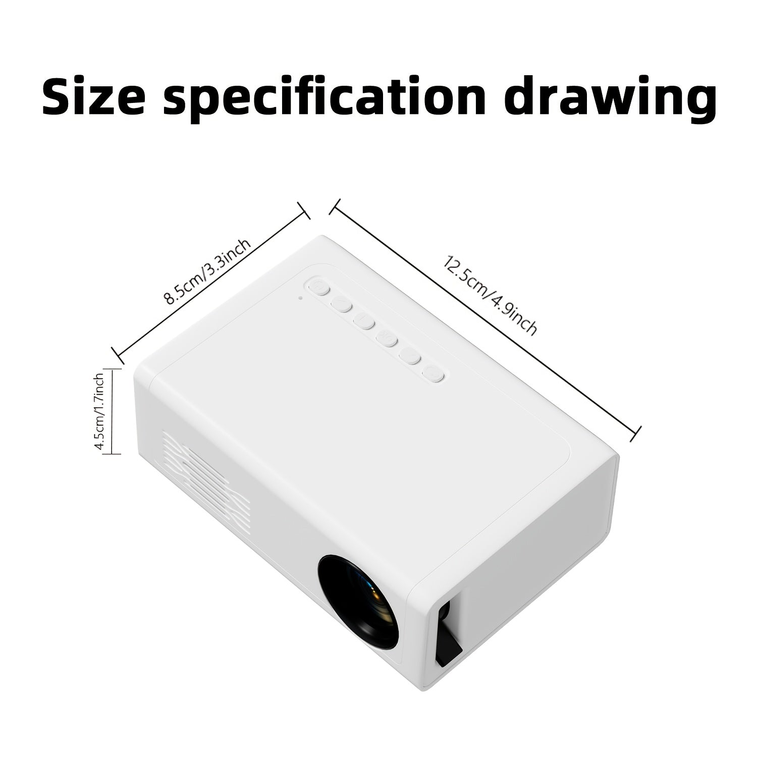 Mini Projector with Fast Focus Built-in Speaker Remote 1920x1080 Full HD 16:9