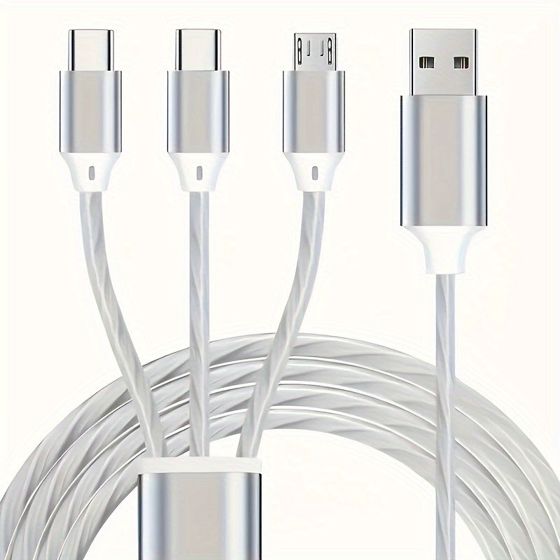 3-in-1 USB зарядка кабели 12W Зарядка 1.2m/2m Micro USB Type C uchun iPhone Android