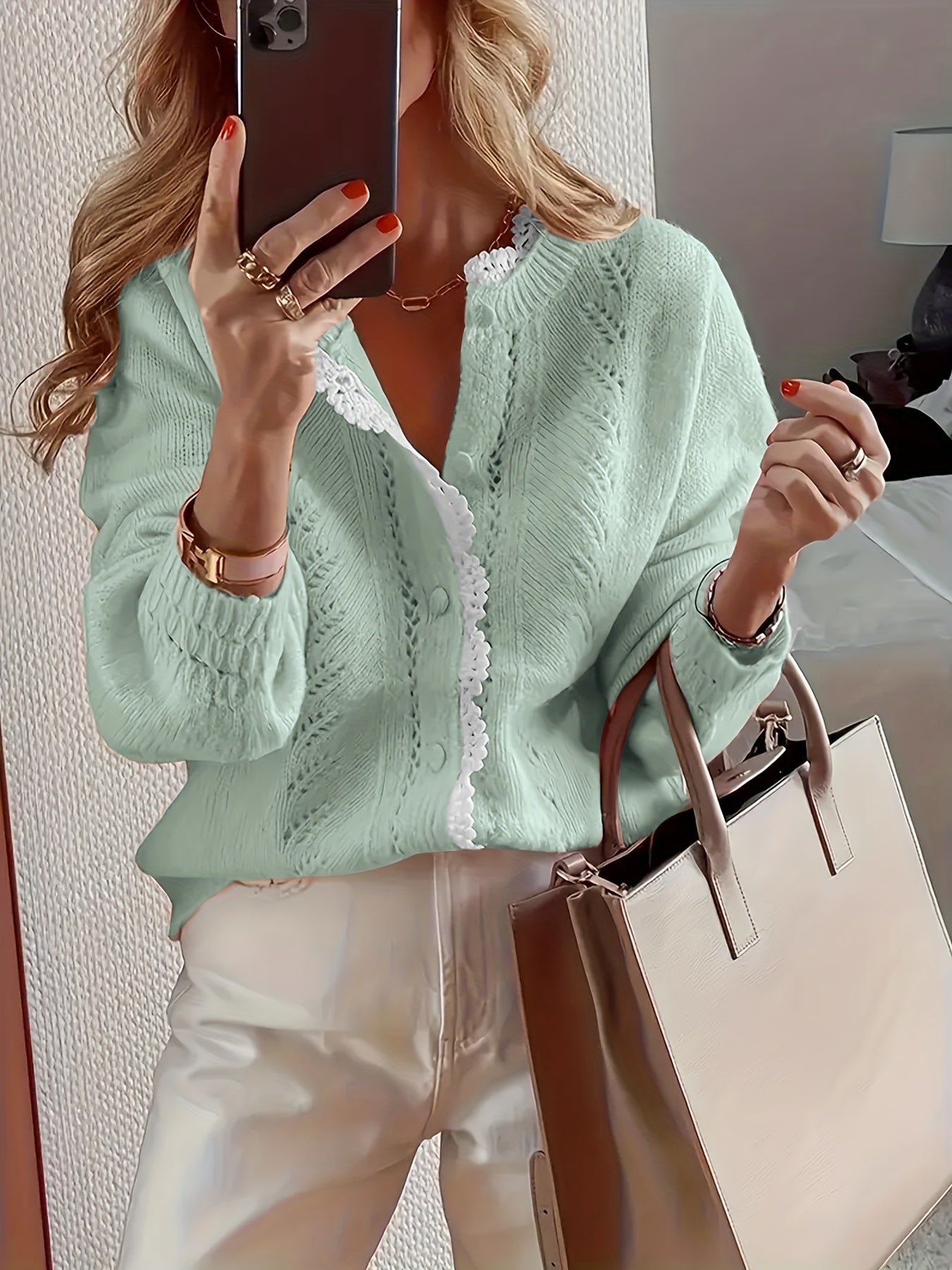 Women Plus Size Casual Cardigan Solid Color Collarless Spring Fall Outerwear