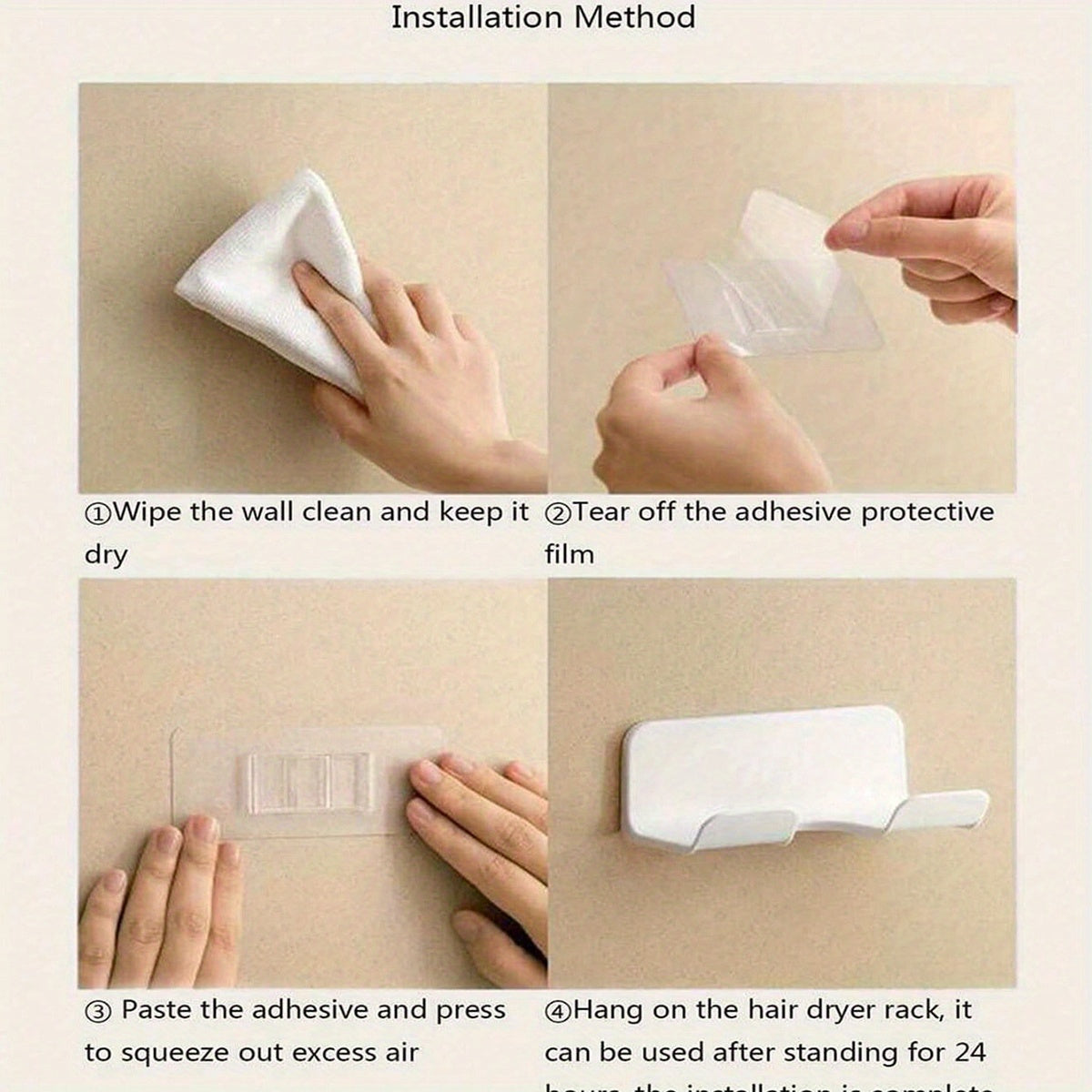 Modern Plastic Hair Dryer Holder Wall Mount Bathroom Kitchen Storage Rack