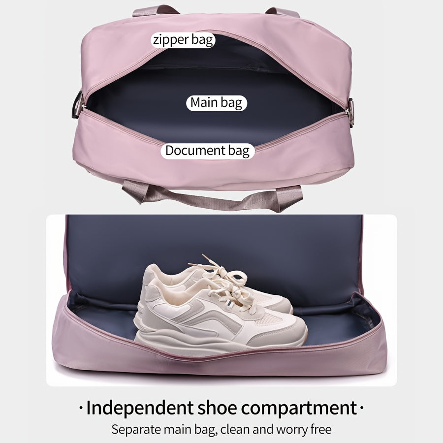 Nylon Travel Duffel Bag Set with Adjustable Straps Shoes Electronics Wet Dry Separation for Gym Beach Business