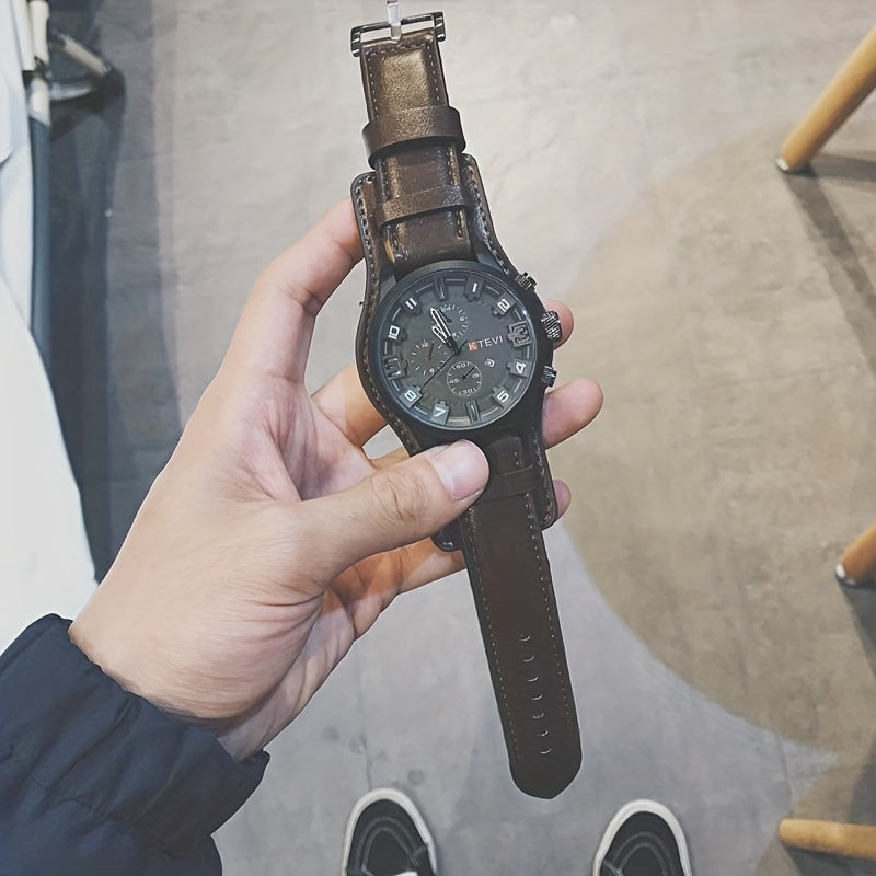 Men's Watch with PU Leather Strap and Alloy Case for Gifting