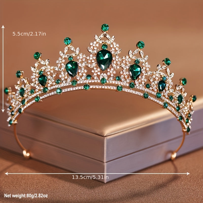 Bridal Crystal Headband Baroque Style Queen Crown Rhinestone Alloy Hair Accessory