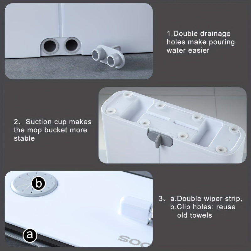 Ultimate Mop and Bucket Set with 2 Pads, Extendable Handle, Dual-Sided Scraper