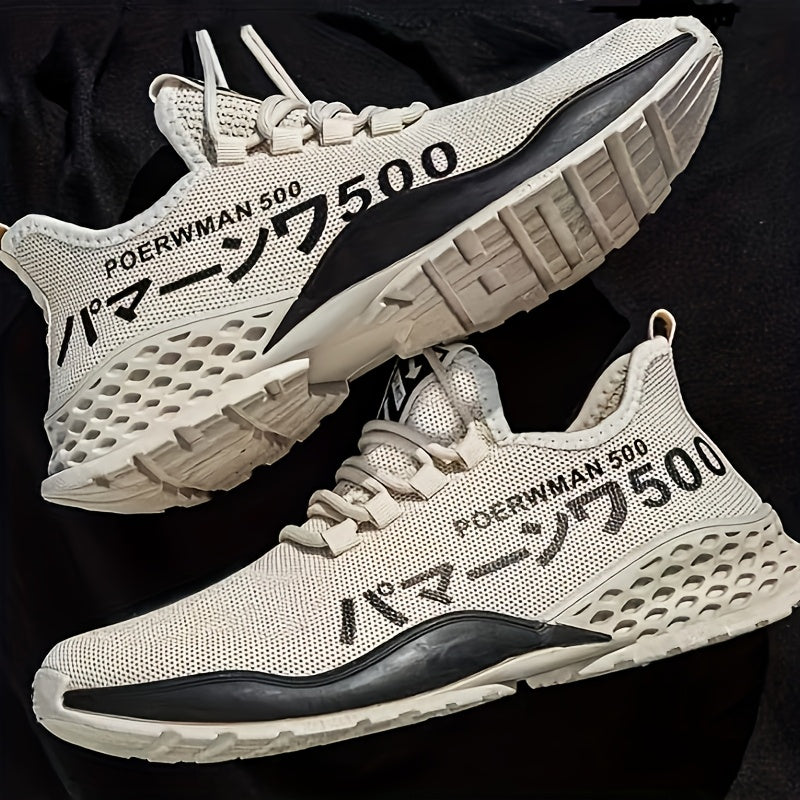 Men's Lightweight Breathable Casual Sneakers Low Top Lace-Up Rubber Sole for Hiking Outdoor and Daily Use White Black