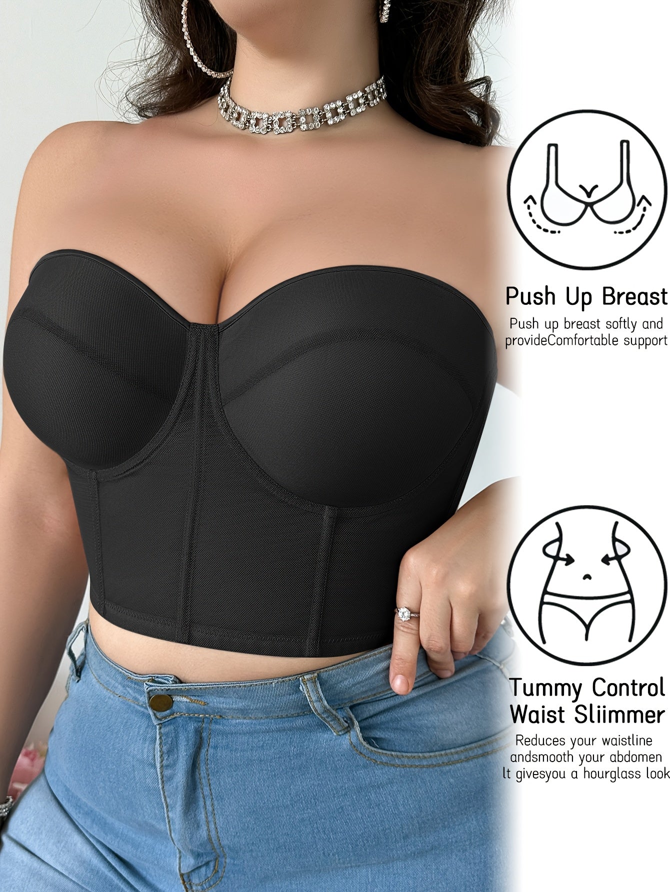 Sujetador bralette de tallas grandes para mujer con tirantes removibles, soporte con aros, nylon y elastano, moldeador