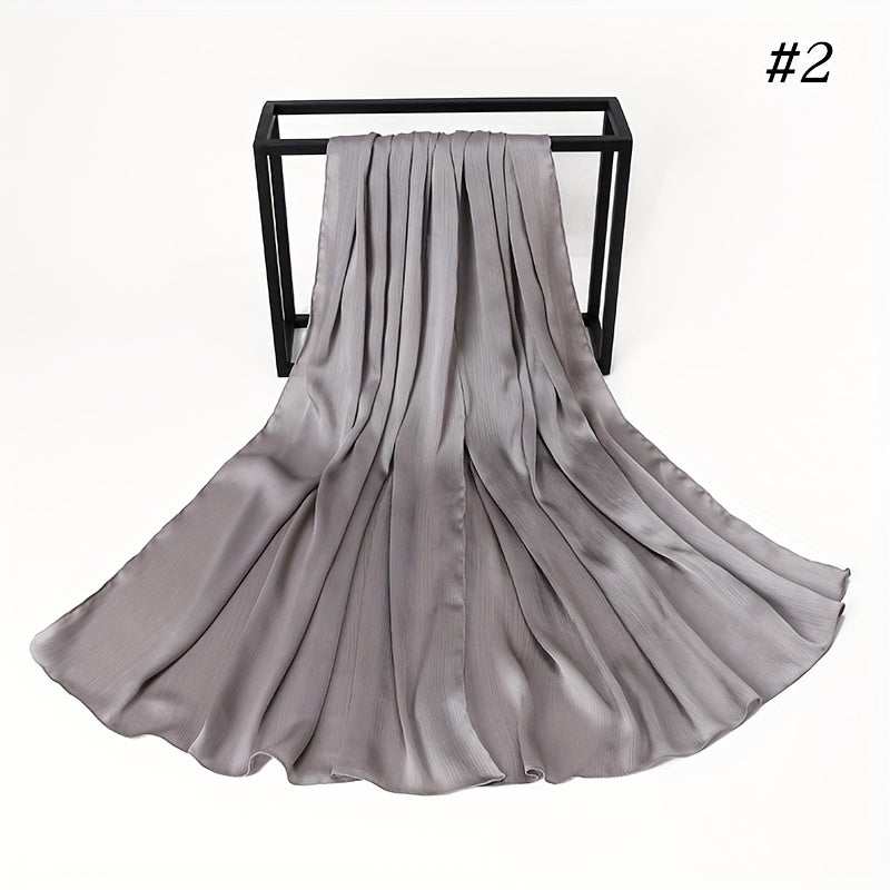 Wrinkled Satin Muslim Hijab Natural Fiber Lightweight Black