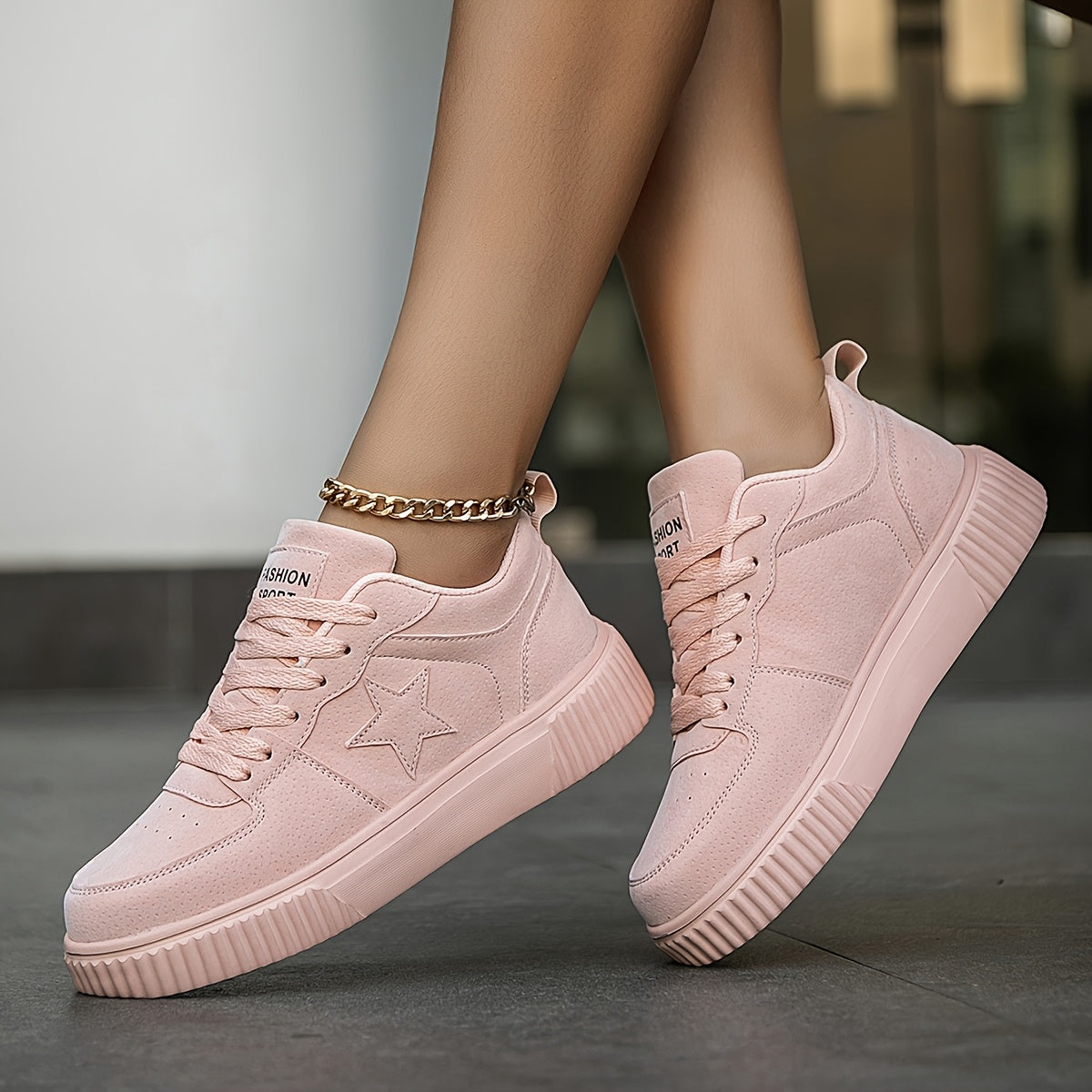 Women's Purple Casual Sneakers with Star Embellishments and Cushioned Sole