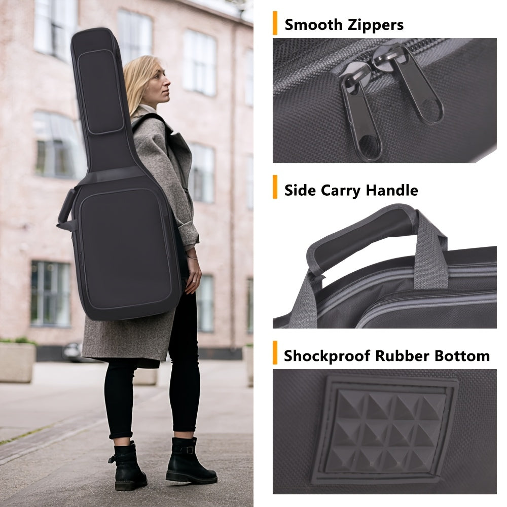12mm Black Waterproof Electric Guitar Bag with Shockproof Dustproof Portable Storage for Electric Bass