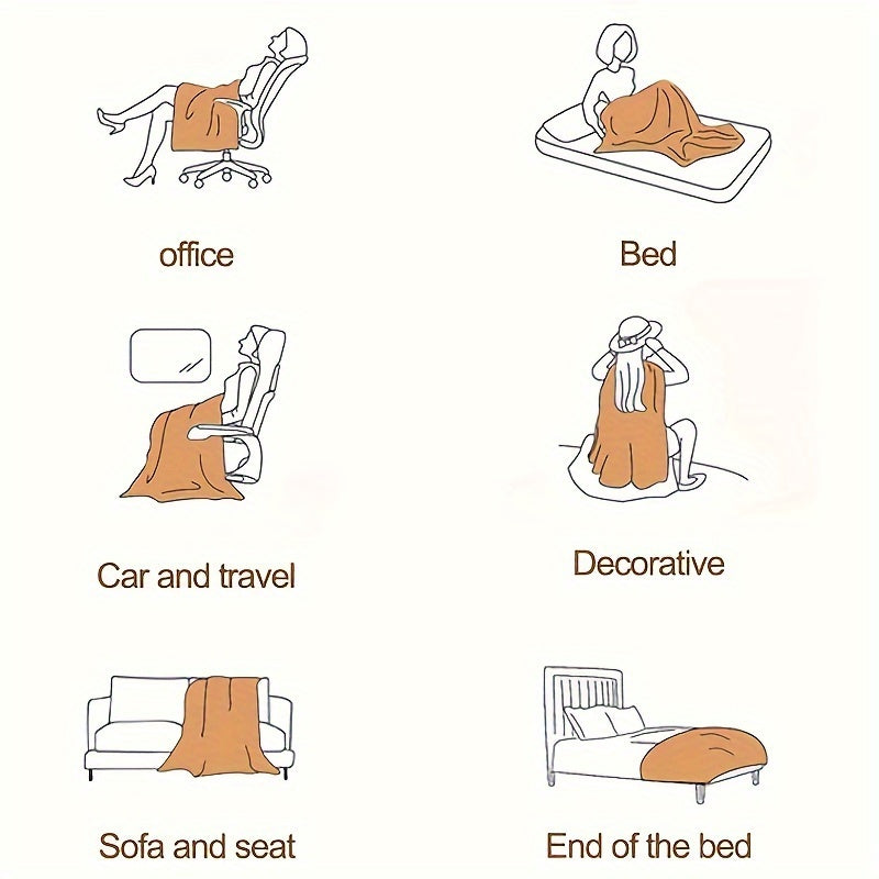 Solid Color Plush Bed Blanket for Office Travel All Seasons Gift