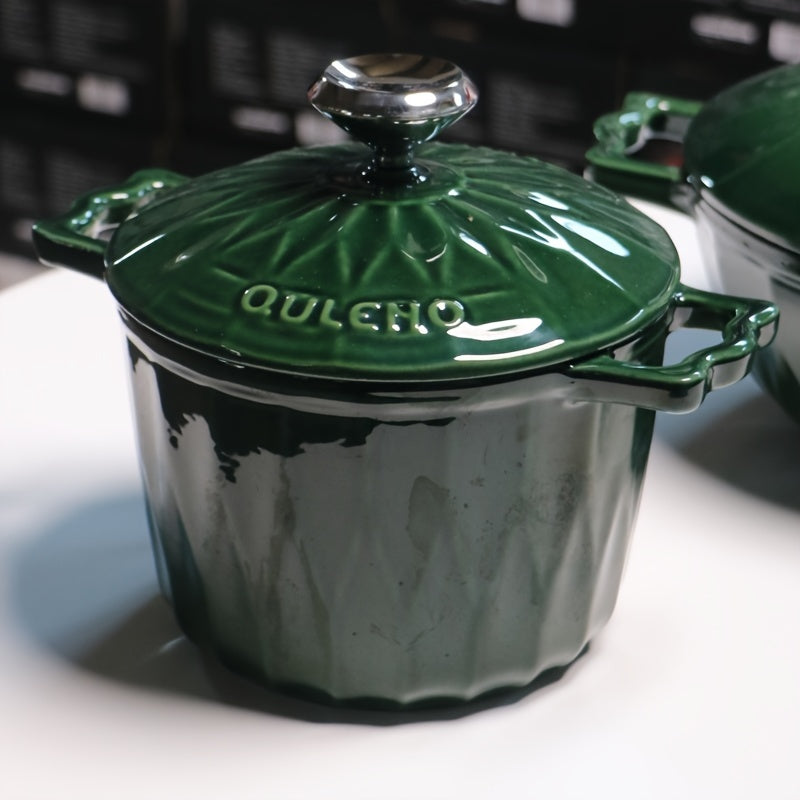 Enamel-Coated Cast Iron Stew Pan with Cover for Rice Soup and Dishes