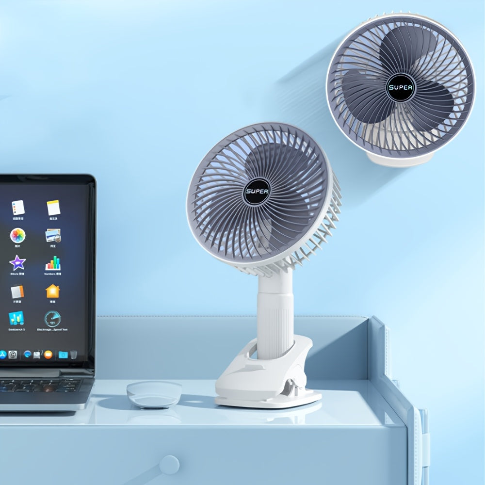 Silent Portable Fan with 3 Speeds USB Rechargeable Foldable for Home Office Dorm