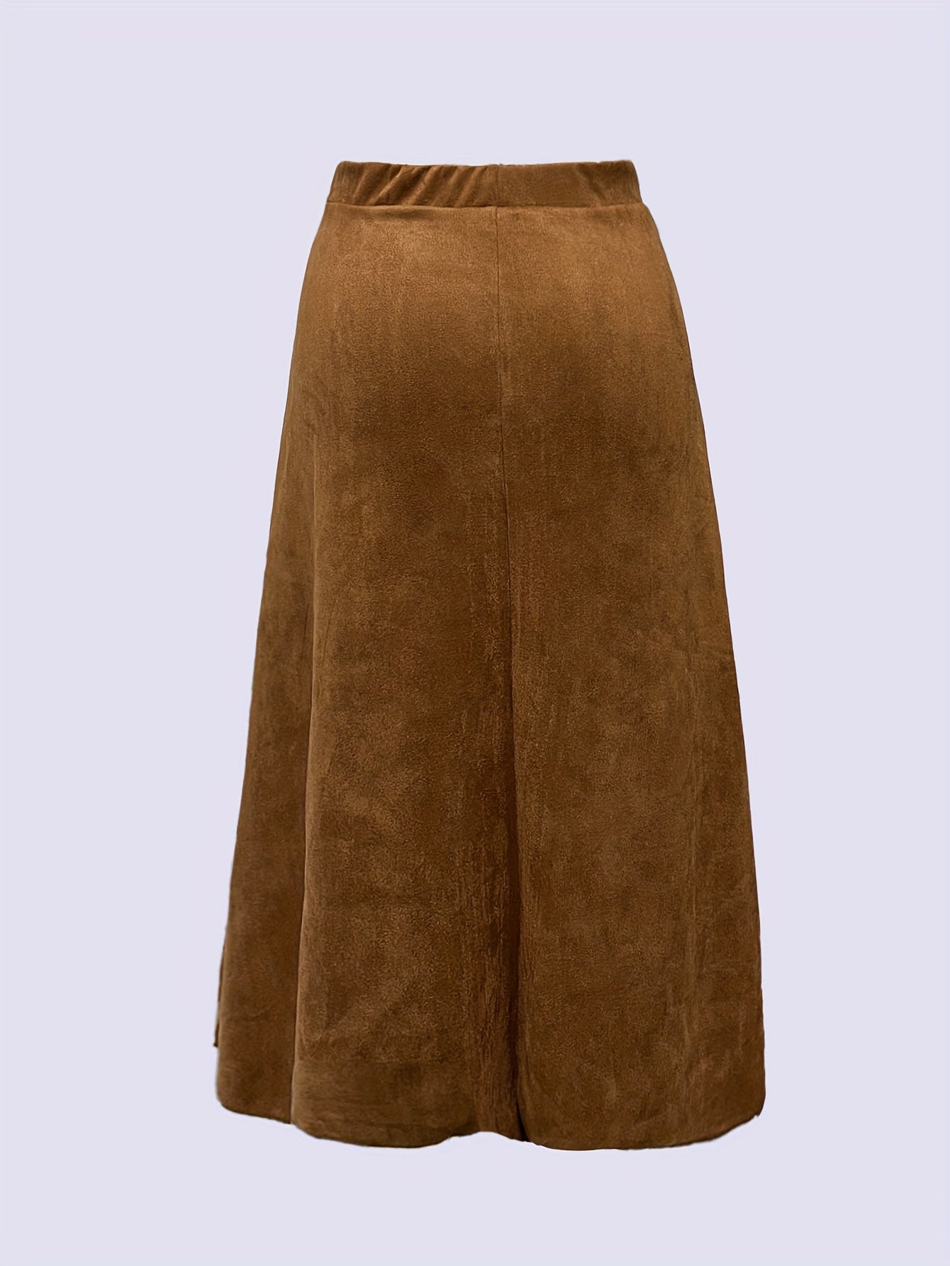 Women's Brown Corduroy Tiered Asymmetrical Hem Skirt Fall Winter Casual Formal