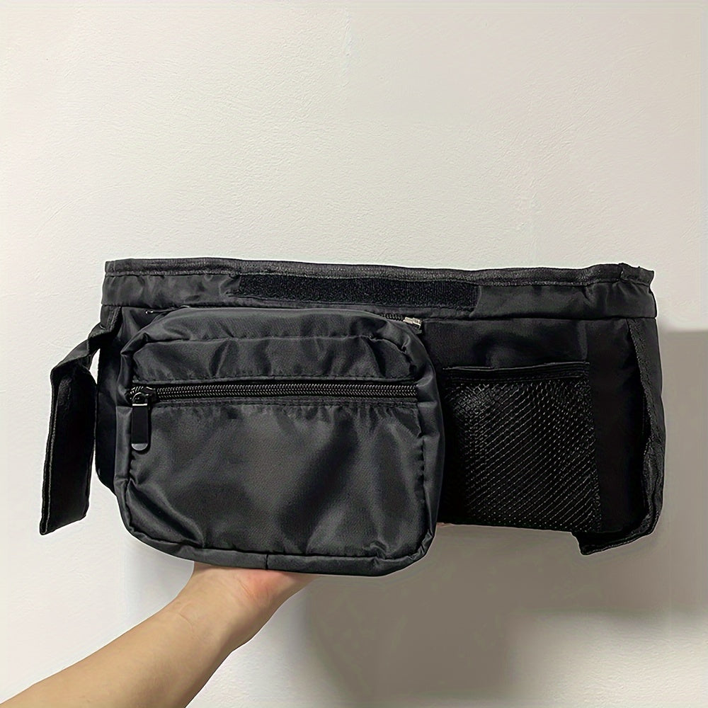 Black Stroller Organizer with Large Capacity and Multiple Pockets
