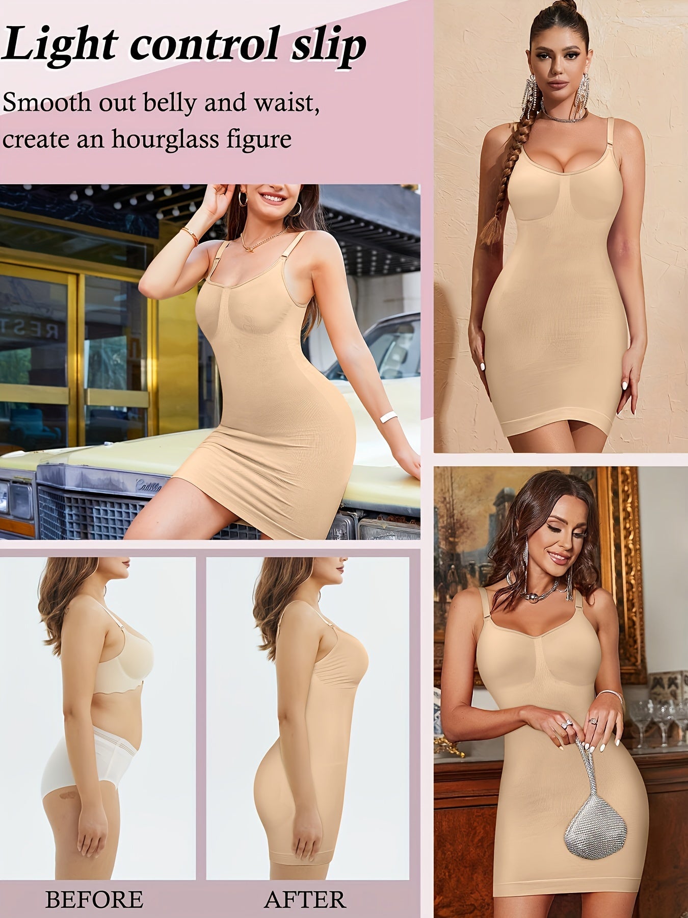 Vestido moldeador sin costuras con control de abdomen ajustable para mujeres