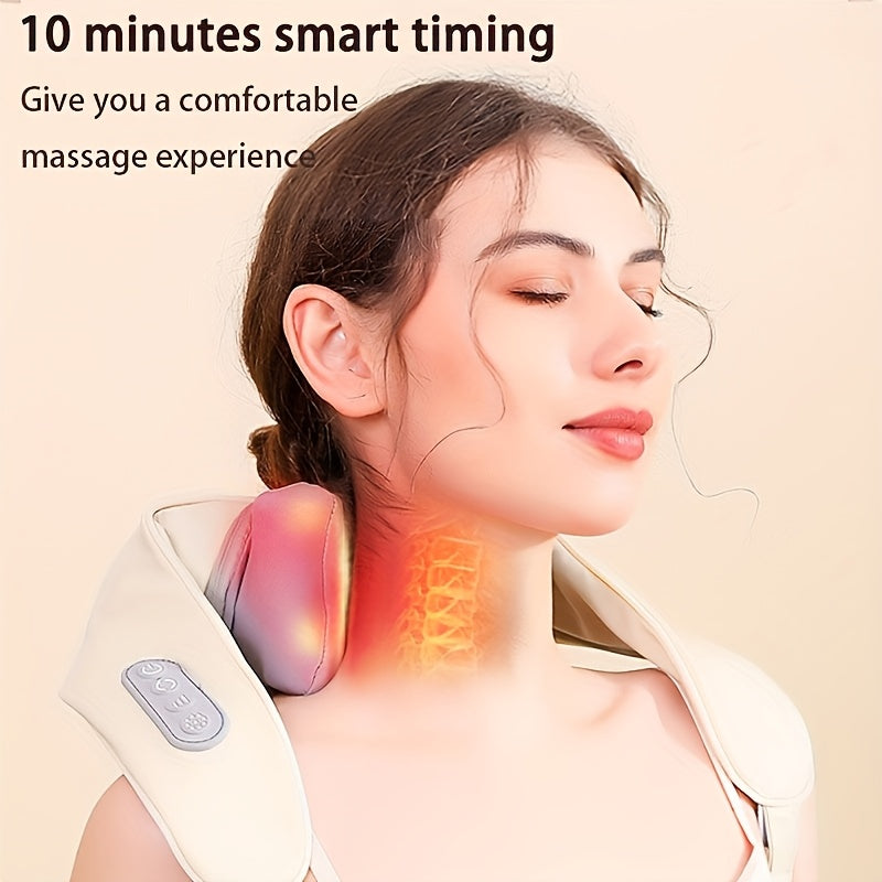 Cordless Shiatsu Deep Tissue Massager with Heat and Auto-Off for Neck and Shoulders
