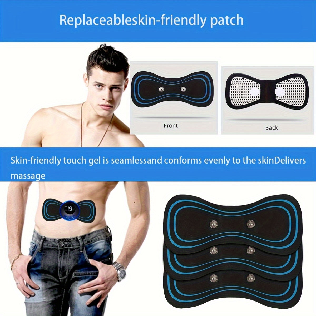 Electronic Muscle Massager with 8 Modes 19 Intensities Rechargeable EMS Device for Home Office Use