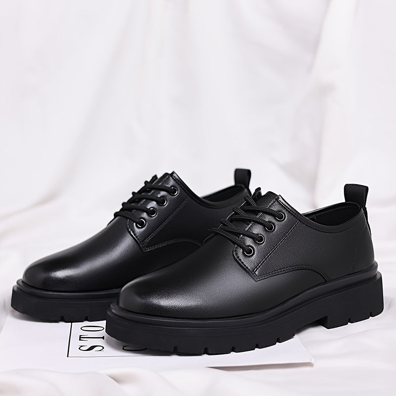 Мужские кожаные дерби-ботинки однотонного цвета, прочные повседневные свадебные туфли, обувь на все сезоны