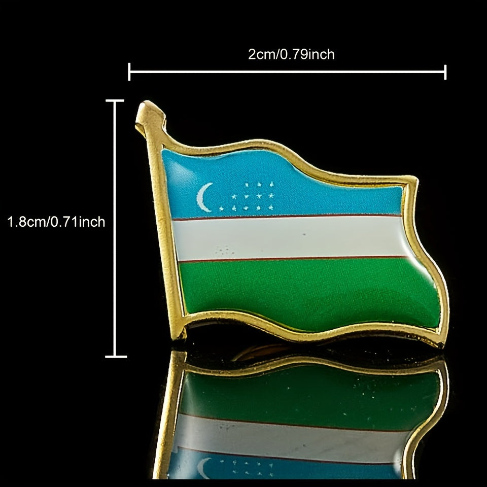 Uzbekistan National Flag Lapel Pin for Men Alloy Vintage Suit Jacket Accessory