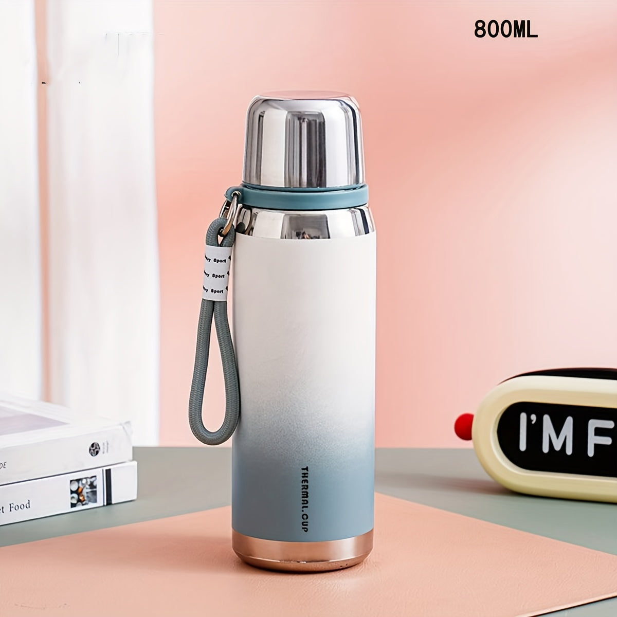 Gradient Stainless Steel Water Bottle 600ml Insulated Durable with Lid