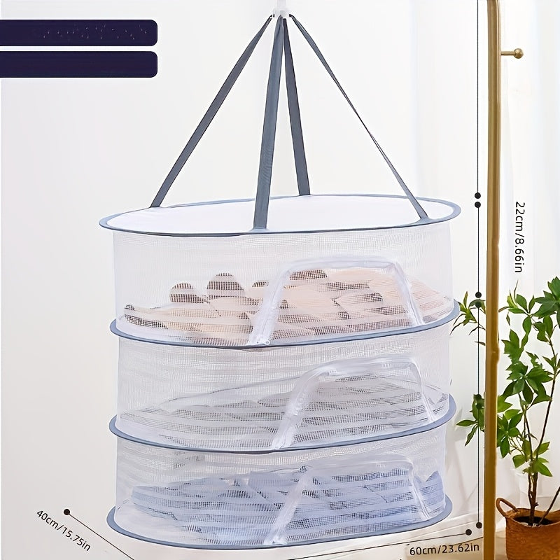 Foldable Mesh Drying Rack with Zipper for Food Dehydration 1-3 Tier Fruit Vegetable Herbs