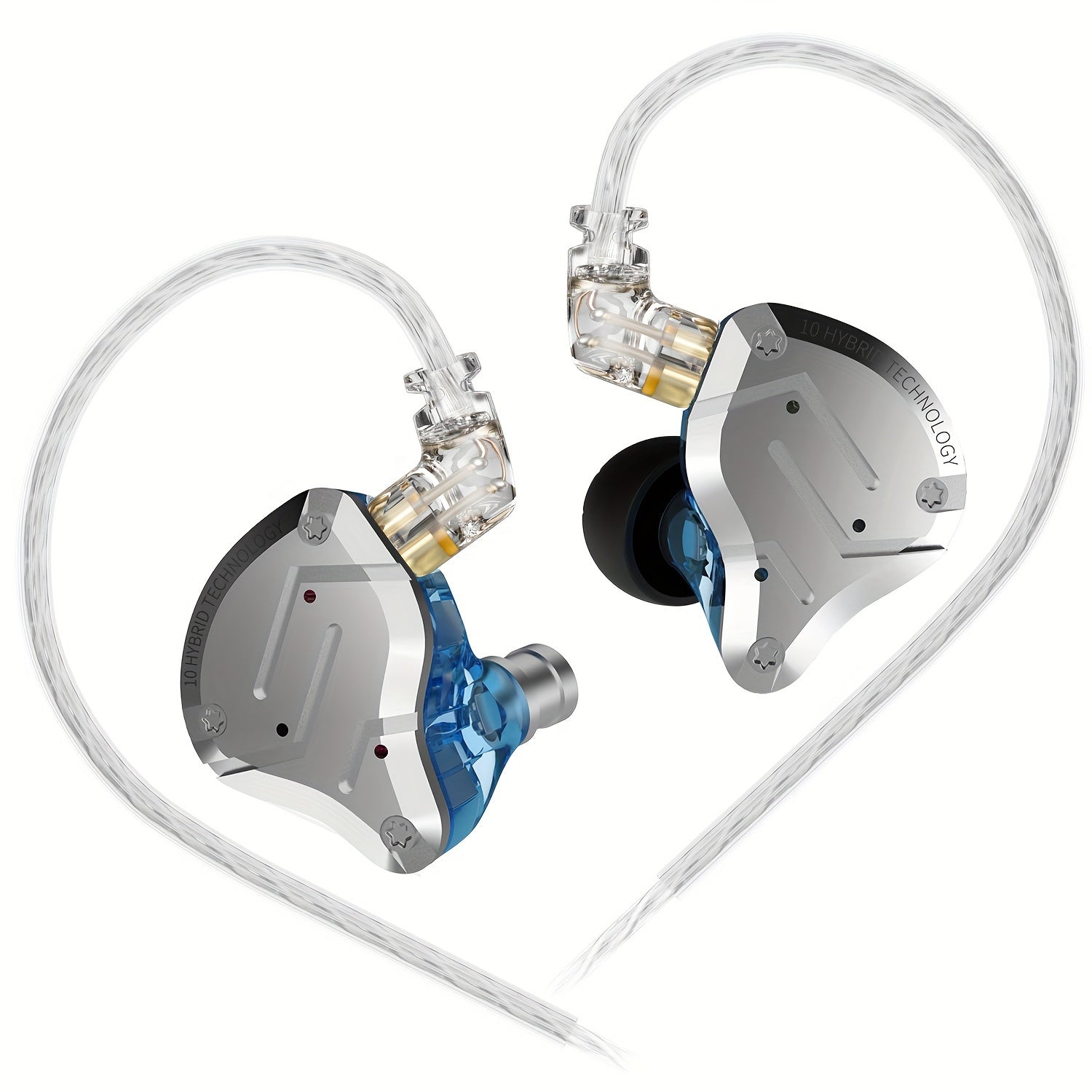 In-Ear Monitoring Headphones with 4BA 1DD Drivers HiFi Bass Detachable 2-Pin Cable