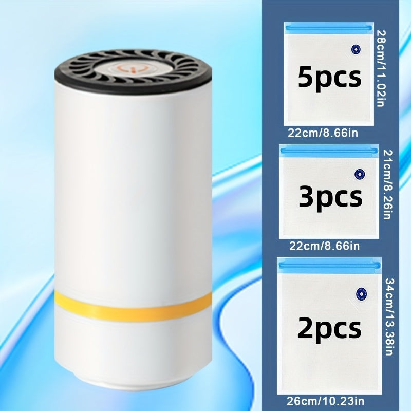 3-in-1 Rechargeable Vacuum Sealer Kit with Multi-Size Storage Bags for Food Preservation