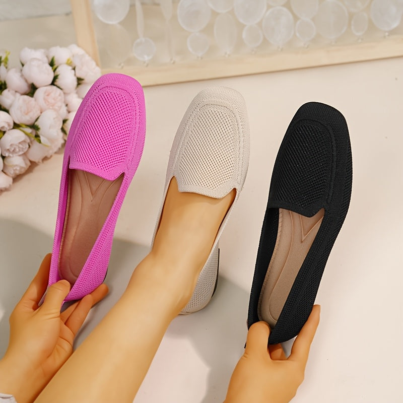 Women's Mesh Slip-On Shoes Casual Flat Rubber Sole Breathable Fabric
