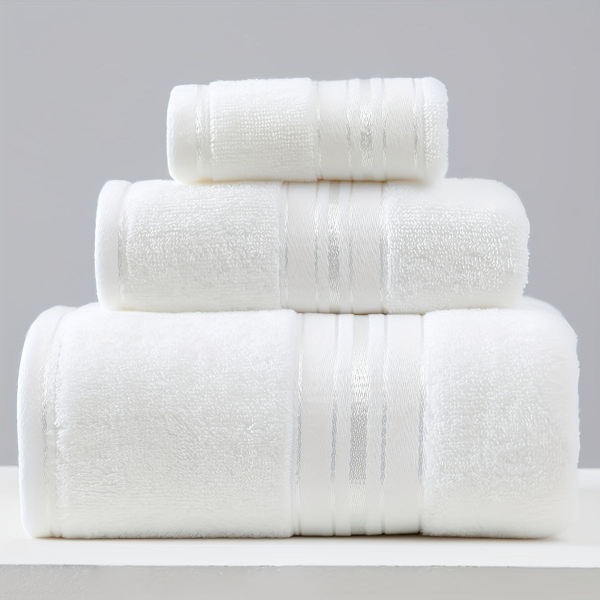 Cotton Towel Set 3 Pieces Includes Washcloth Hand Towel Bath Towel Absorbent Quick-Drying Soft