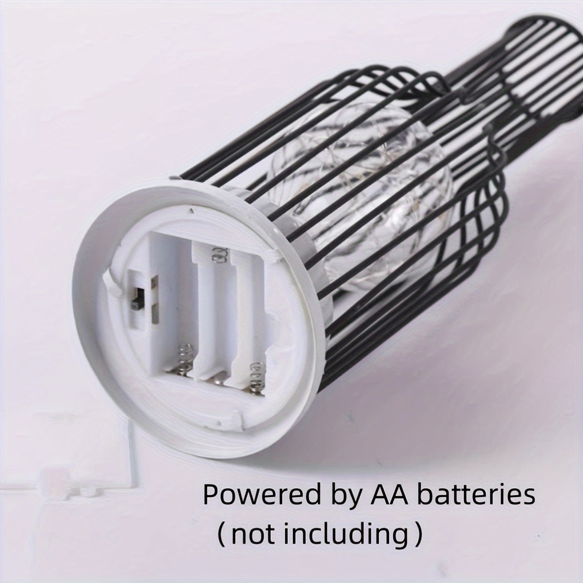 Iron Wire Cage Night Light Battery-Operated LED Table Lamp for Bedroom Living Room