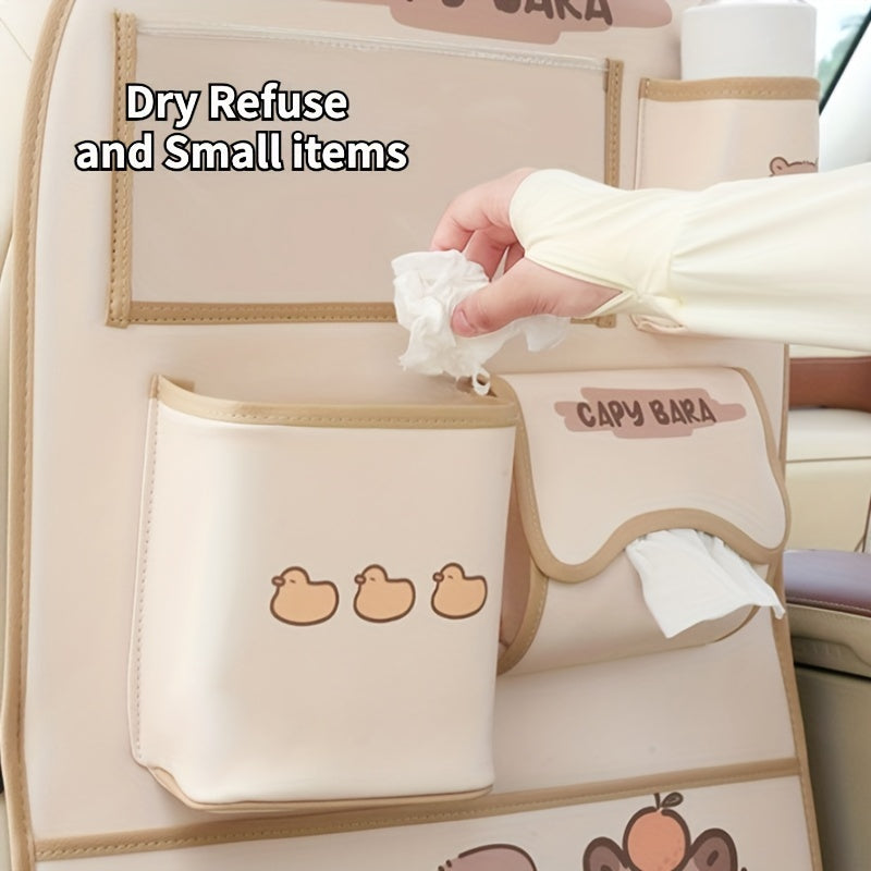 Bolalar uchun PU charm avtomobil o'rindigi tashkilotchisi, tishli tutqich va axlat qutisi bilan