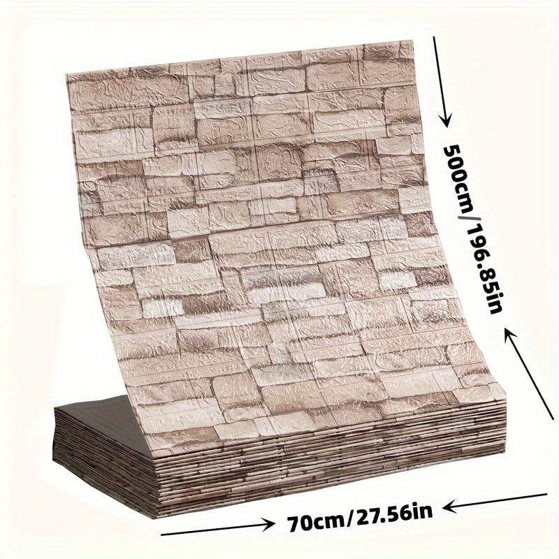 Vintage Brick Pattern Self-Adhesive Waterproof Wallpaper Roll 5m x 70.76cm for Living Room Kitchen Bedroom