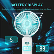 Portable Handheld Fan with 5-Speed Turbo Tilt, USB Rechargeable, Compact for Travel and Office