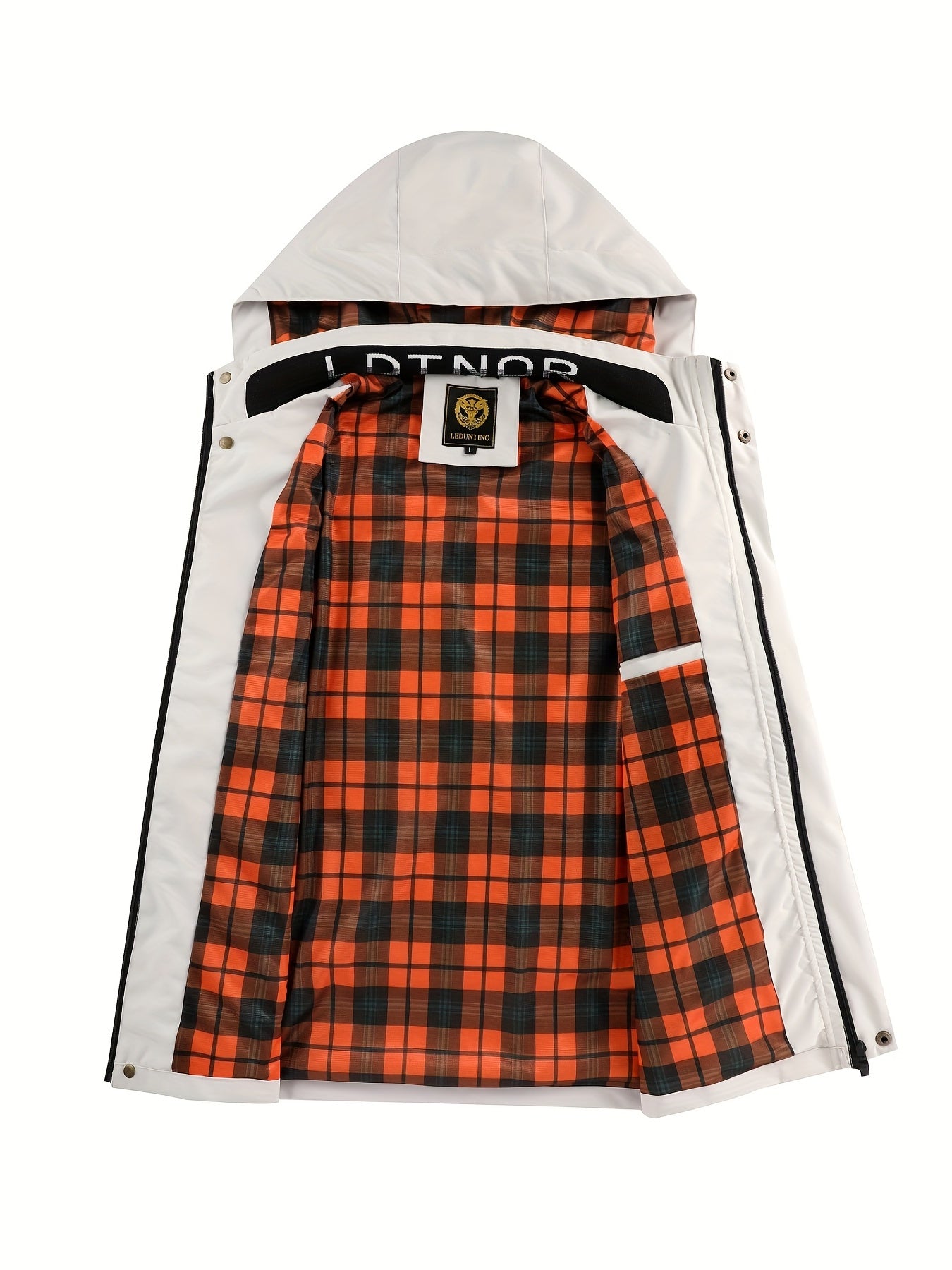 Chaqueta ligera casual de poliéster para hombre con múltiples bolsillos y capucha con cordón