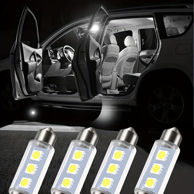 4Pcs White LED Car Interior Light Bulbs for Dome Map Trunk Step DC12V