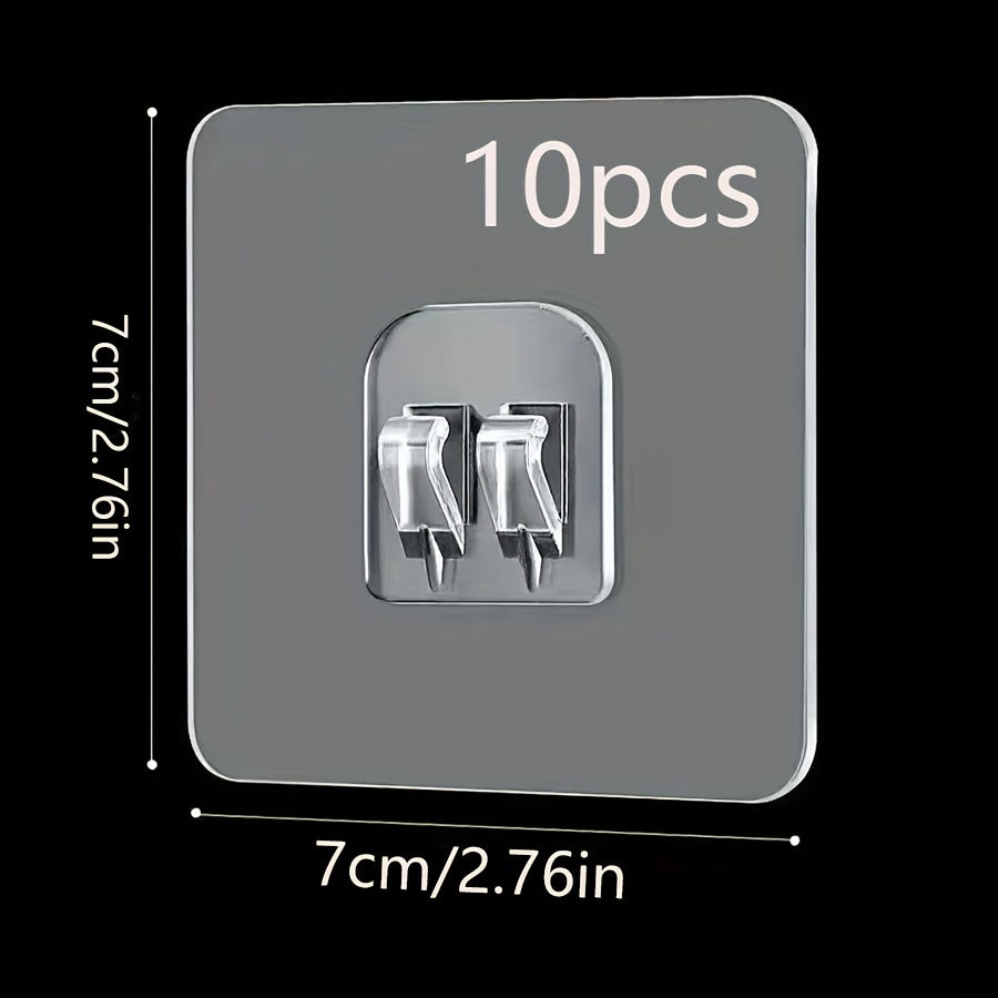 Juego de 10 ganchos adhesivos transparentes para estantes de cocina y baño