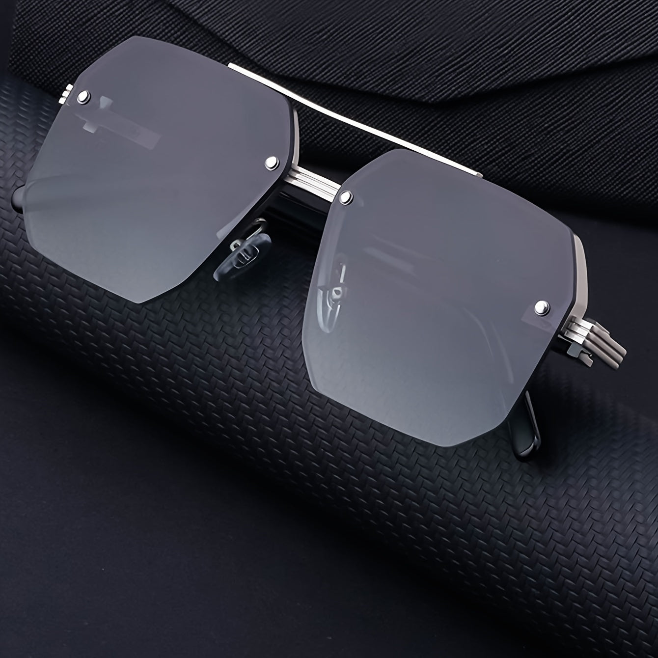 Men's Polarized Glasses Semi-Rimless Zinc Alloy Frame Casual Style