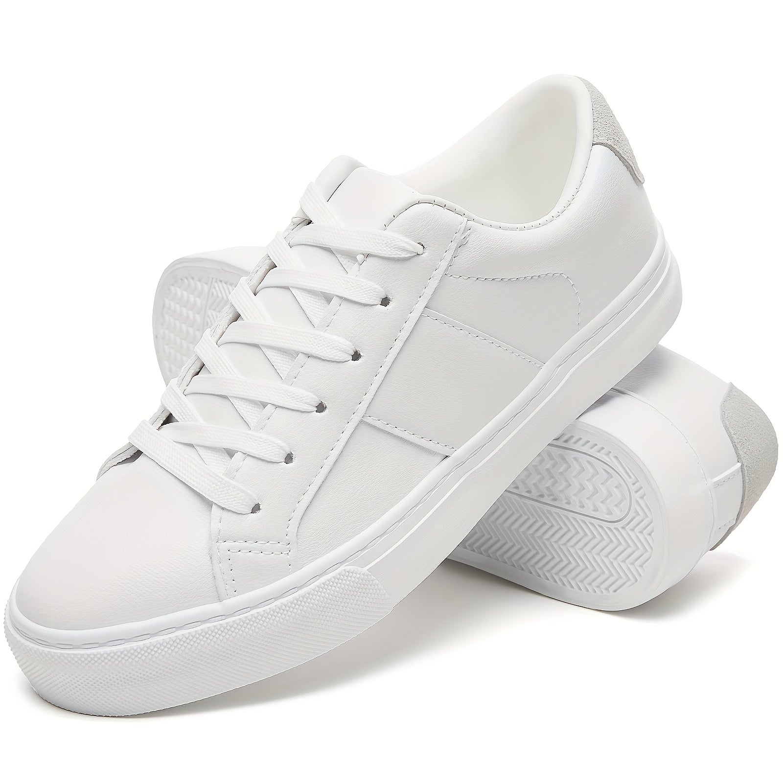 Women's Casual Shoes White Lightweight Low Top Lace-Up Rubber Toe Caps