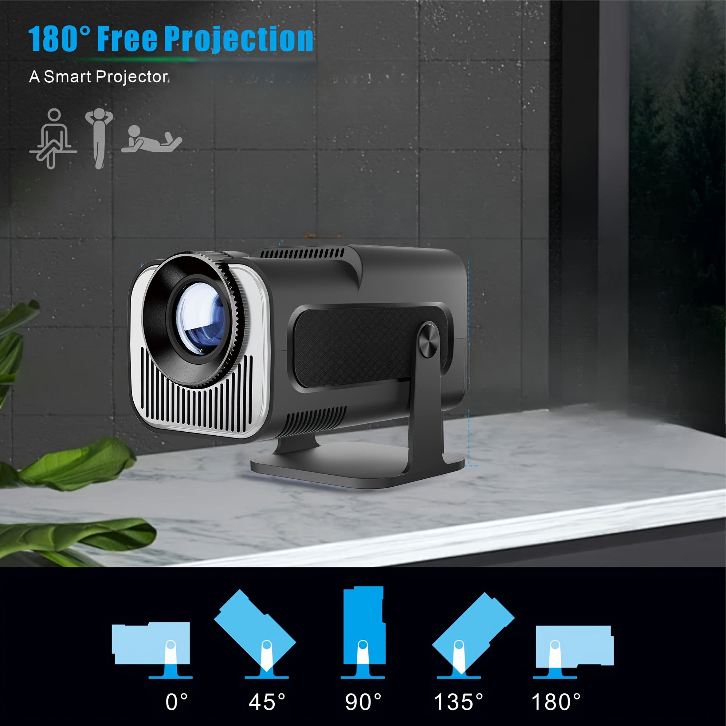 Portable 1280x720P Mini Projector Wireless Home Cinema Smart Family Theater