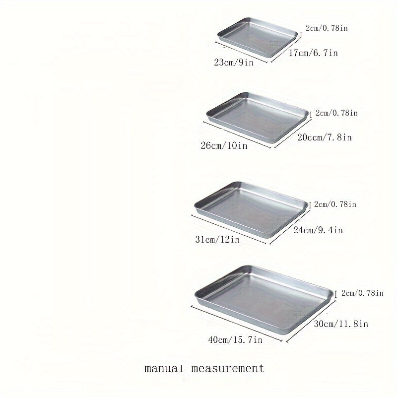 Stainless Steel Rectangular Serving Tray for BBQ Baking Steaming and Food Serving