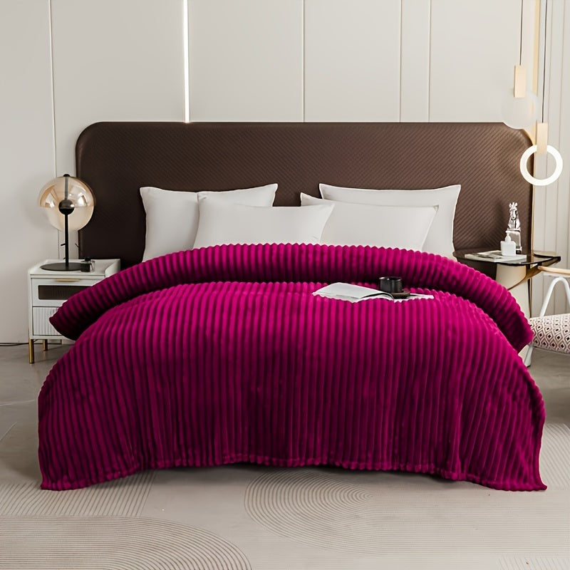 Contemporary Striped Flannel Throw Blanket for Bed and Couch All-Season Comfort