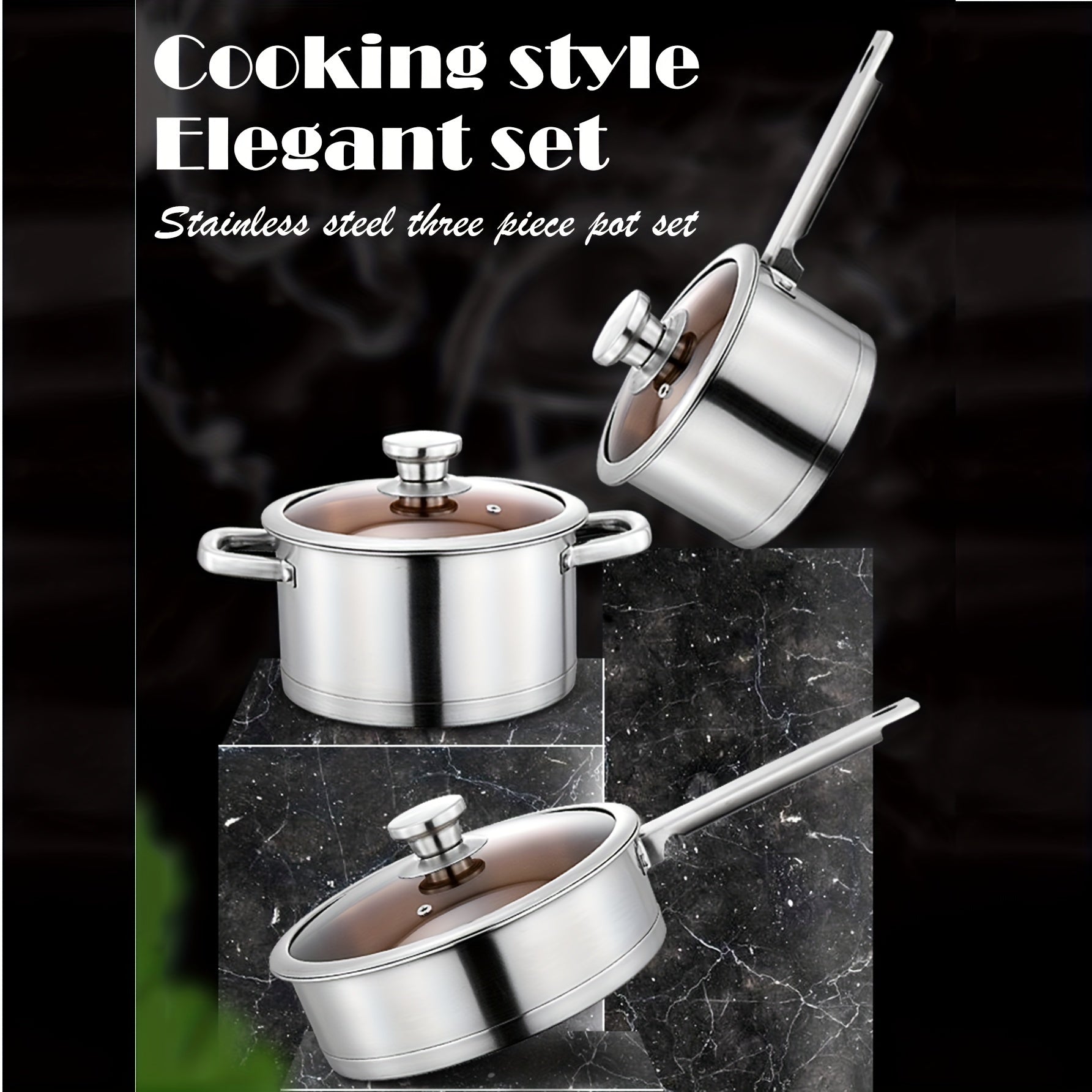 Stainless Steel Kitchen Utensil Set with Pot Frying Pan and Milk Pot