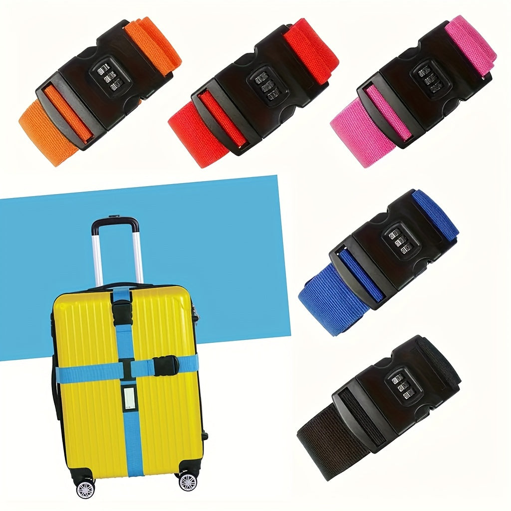 Nylon Luggage Strap with Combination Lock, Adjustable Travel Suitcase Belt, Pack of 1