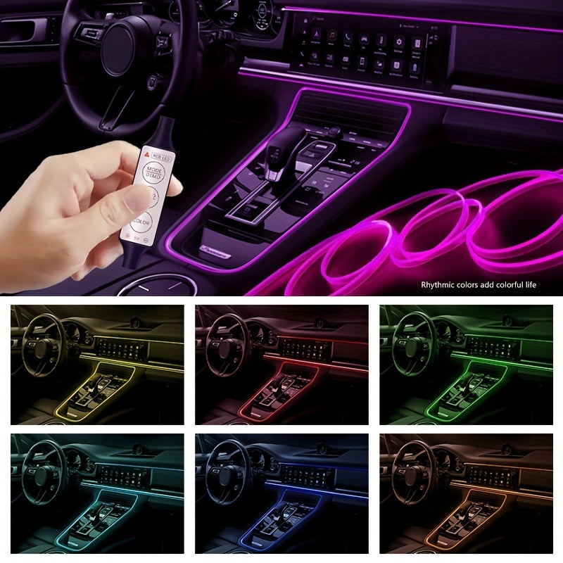 Car Interior RGB LED Strip Lights Neon Fiber Optic Decorative Ambient