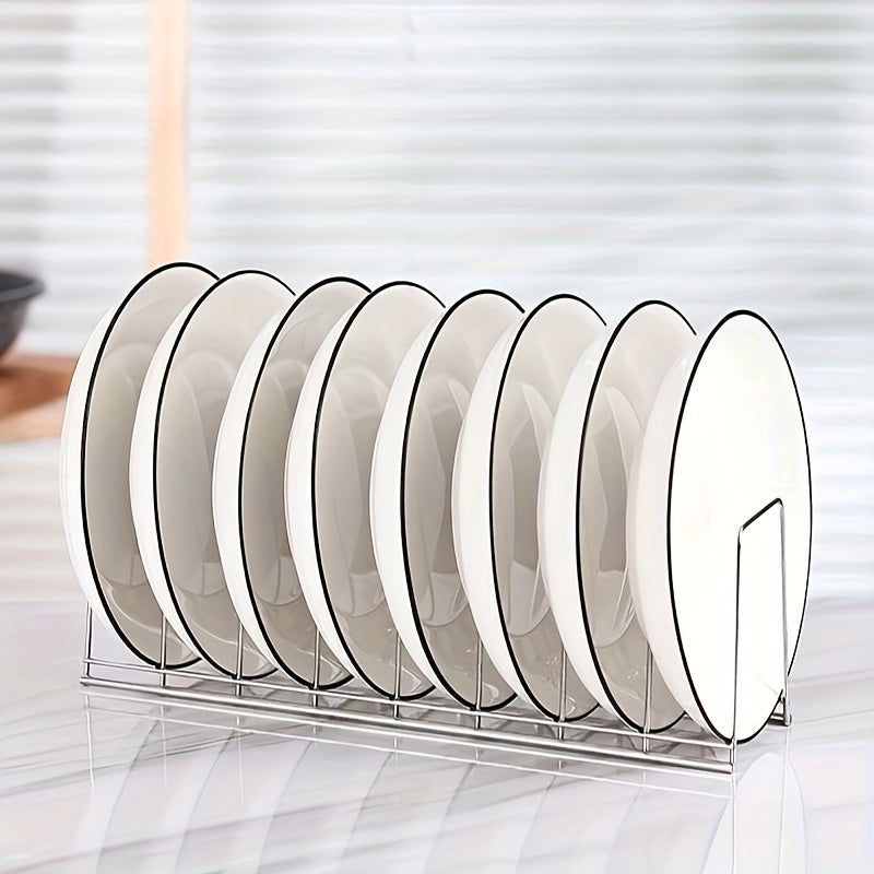 Органайзер из нержавеющей стали для хранения мисок и тарелок, оснащенный подставкой для сушки посуды, идеально подходит для организации хранения кухонных принадлежностей.