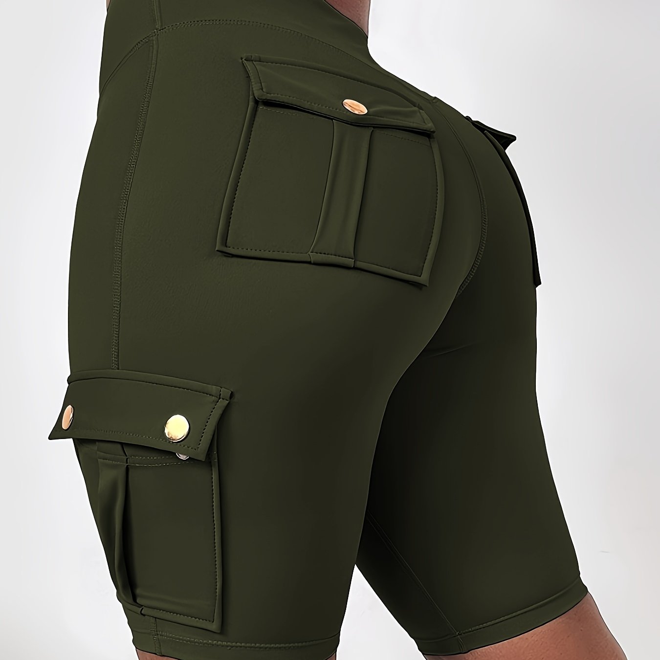 Шорты женские с высокой посадкой и карманами plus size, эластичный пояс, темно-синий