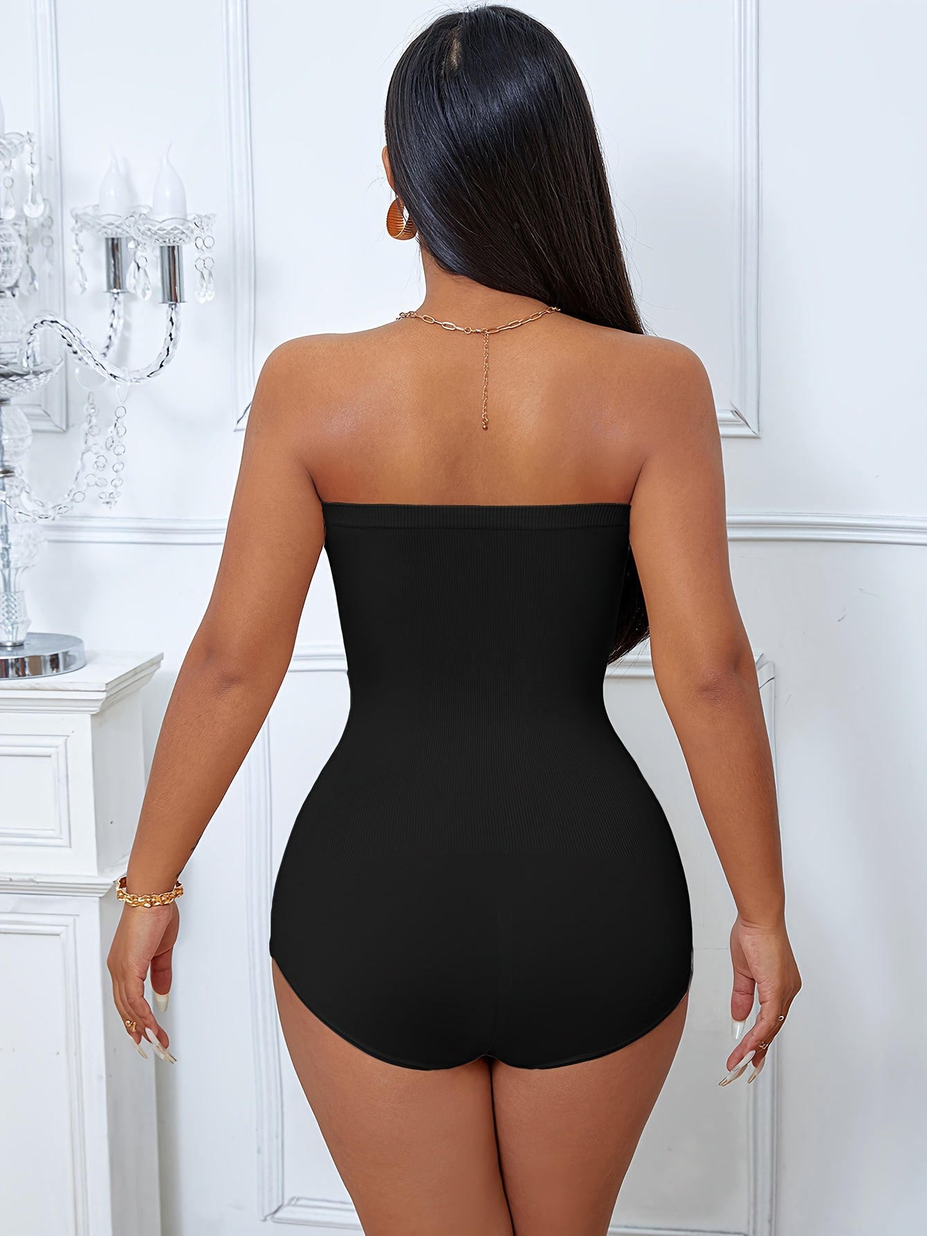 Women’s Seamless Strapless Bodysuit for Tummy Control Solid Color High Support