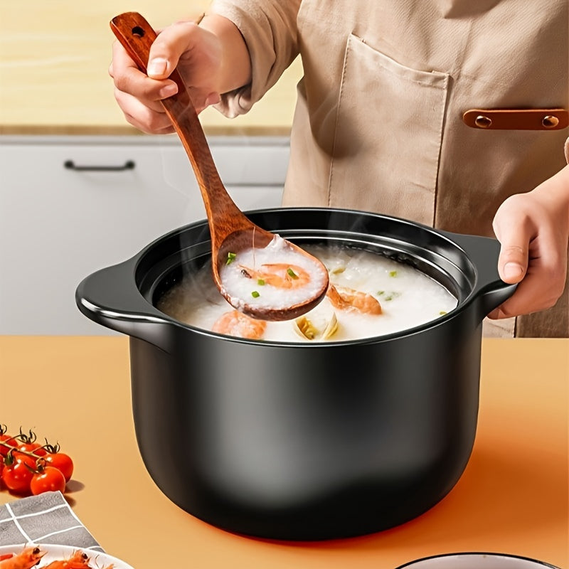 Black 5L Ceramic Stockpot with Yellow Lid for Stews Soups and Roasts