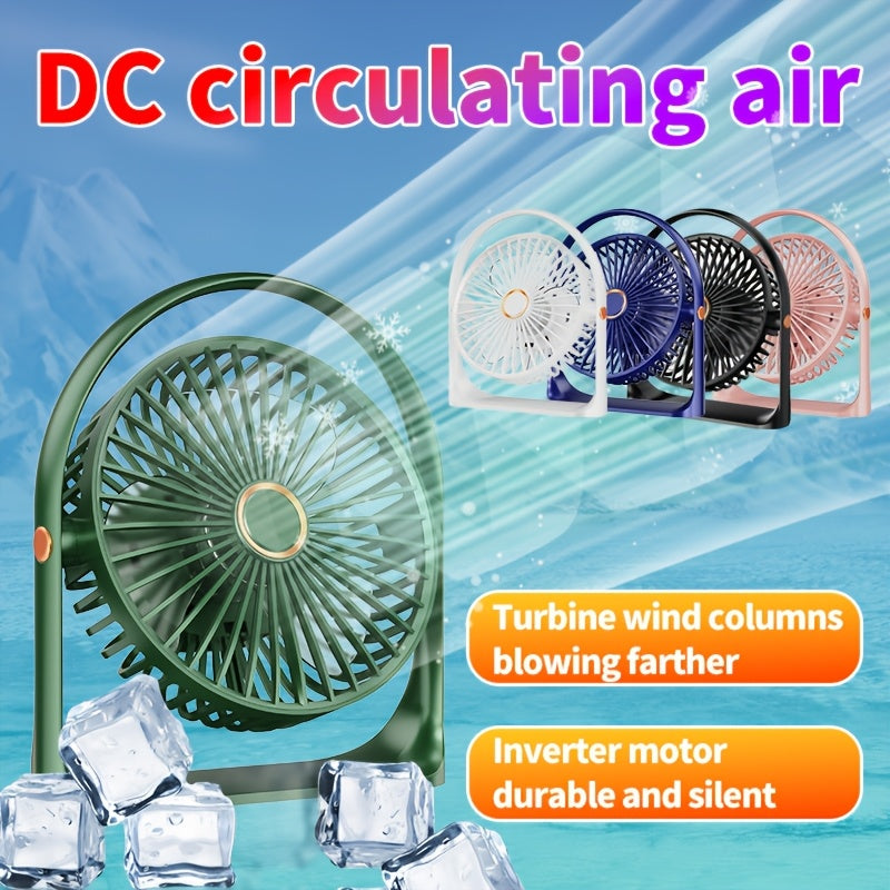 Compact 6-Inch LED Table Fan with Backlight Rechargeable USB Battery for Office Camping Travel