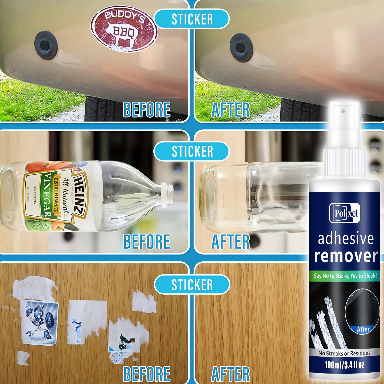 Adhesive Remover Spray for Car Glass and Paint, 3.4Oz, Residue and Label Removal